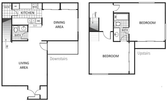2BR/2BA Floorplan - Westmount Towers