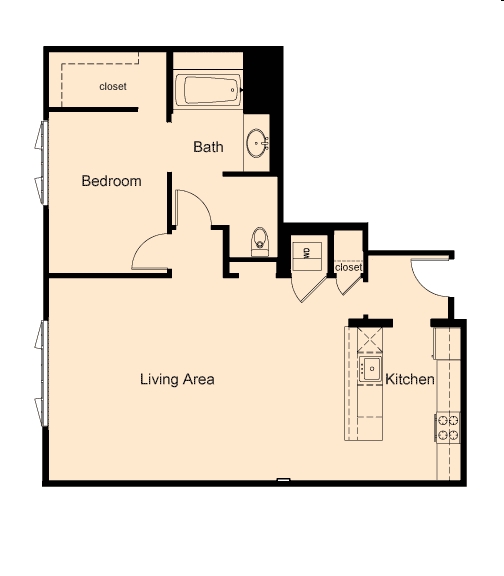 1BR/1BA - One Ecker Place