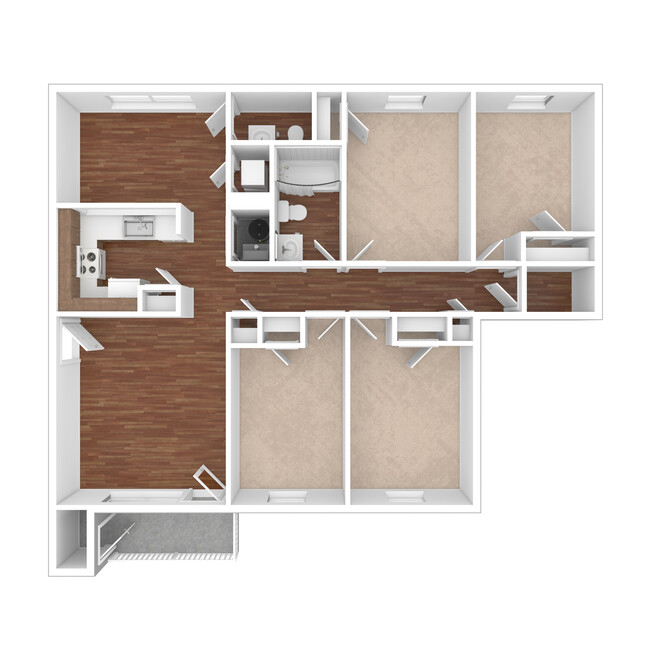 The Norchester - 4 Bedroom, 1.5 Bath, 1177 sq. ft. - Pleasant View Apartments