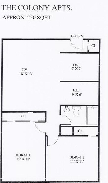 2BR/1BA - Colony Apartments