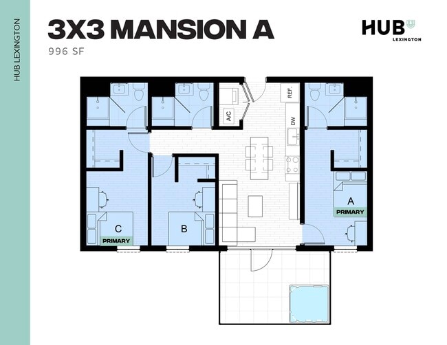 3x3 Mansion A - Hub Lexington Upper