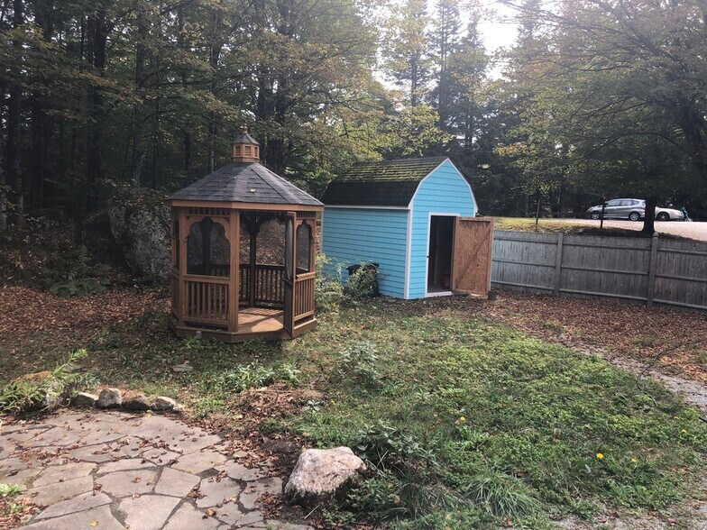 Gazebo and storage shed in back yard - 46 Wilmot Center Rd