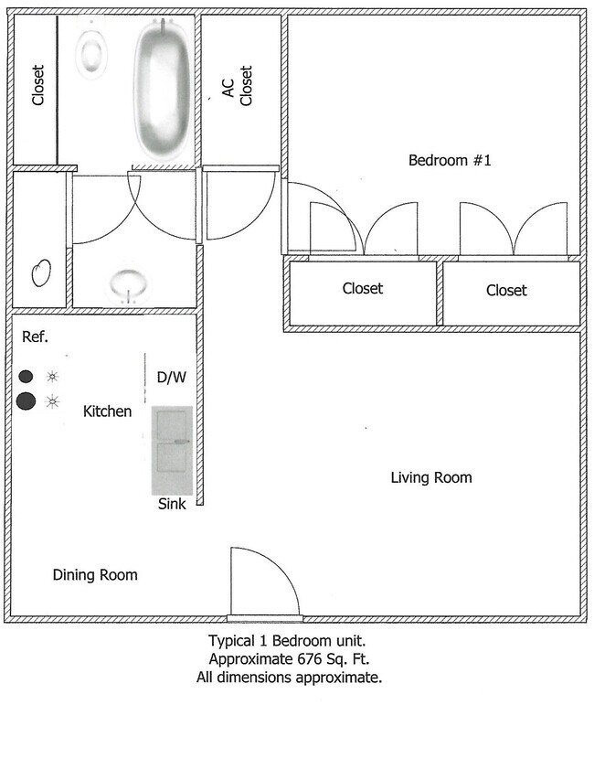 2 Bedroom Floor Plan - Colonial Courtyard Apartments