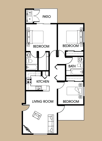 3BR/2BA - San Lucas Apartments