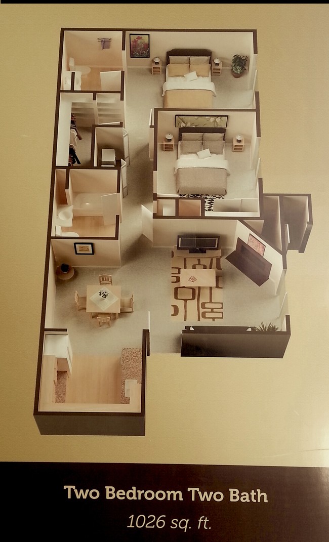 2bd 2bth 3D pic - Wind Chase Apartments