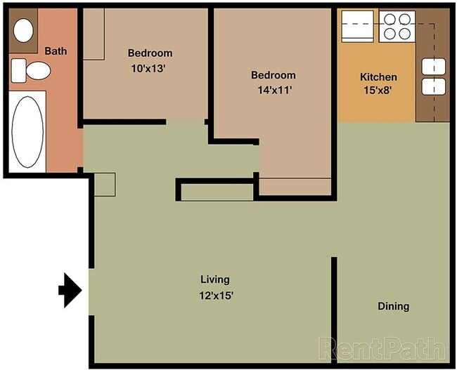 Building Photo - 840 SqFt 2 Bedroom Apartment