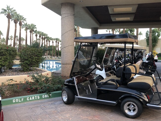 Golf Cart Lineup at Clubhouse - 38613 Wisteria Dr