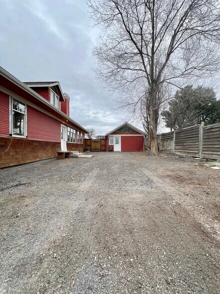 Opposite view of backyard looking at detached garage - 24 Ash St N