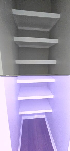 Shelving in primary bathroom - 3602 Cedar Flats Ln