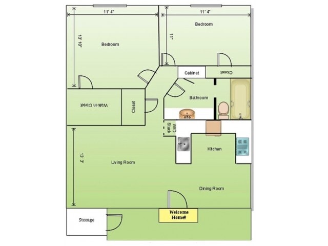 Two Bedroom Floor Plan - Summer Village Apartments (03/26)