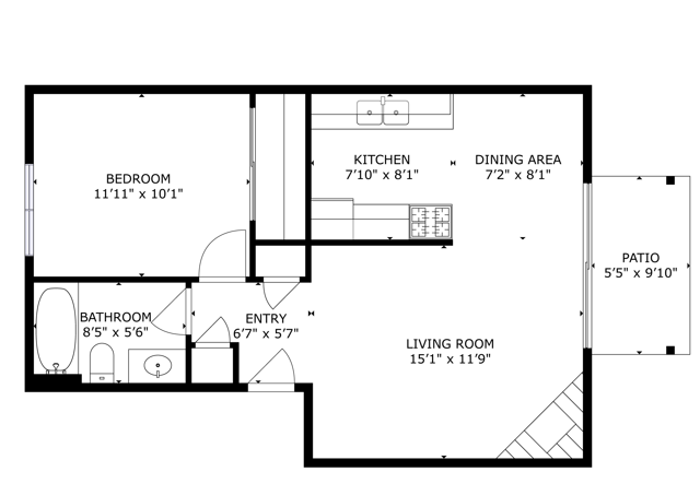 One Bedroom - 600 Sq Ft - Warner Park Apartments