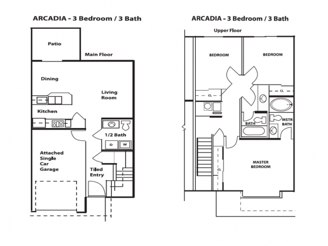 3 Bedroom Town Home - Arcadia Green Apartments