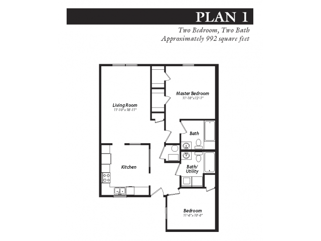 Plan 1, 2-bed, 2-bath - Arbor Valley Senior Homes