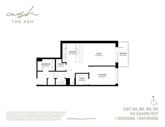 Unit 204, 304, 404 & 504 Floor Plans - The Ash