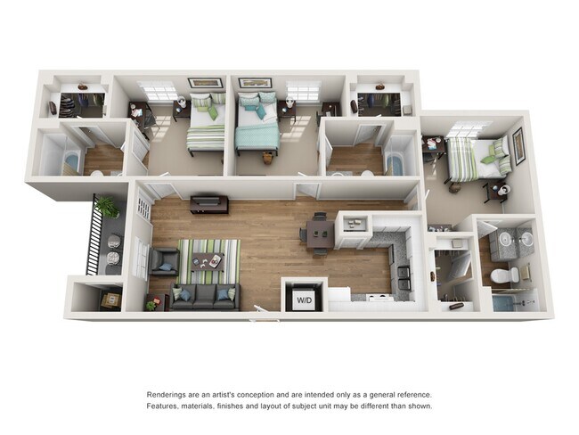 C1 Furnished: 3BD | 3BA | 1056 SF - The Oliver
