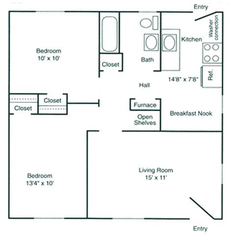 2x1 700 sqft. - Oakwood Apartments
