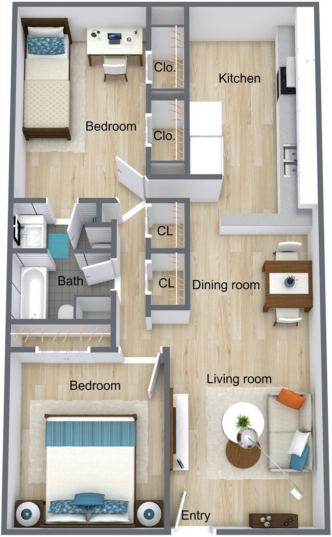2 Bedrooms, 1.5 Bathroom - 8330 Carvel Apartments
