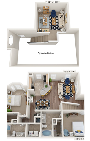 Two Bedroom Two Bathroom Floor Plan - Discovery Palms