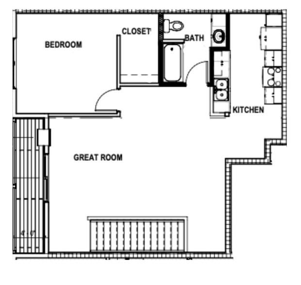 1 Bedroom Floor Plan - 741 Meridian Drive