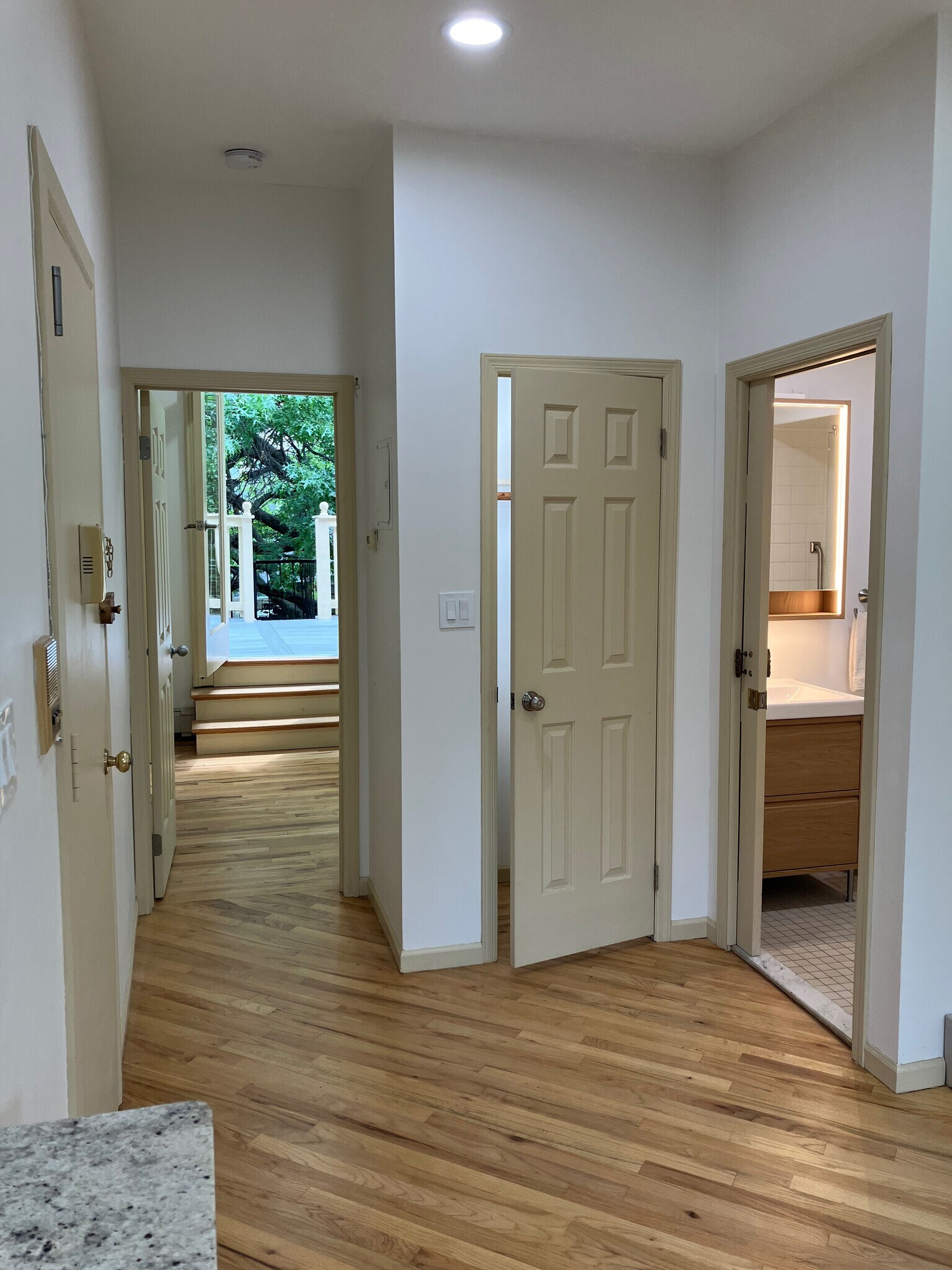 Coat closet-bathroom -hallway to bedroom & deck - 143 Sussex St