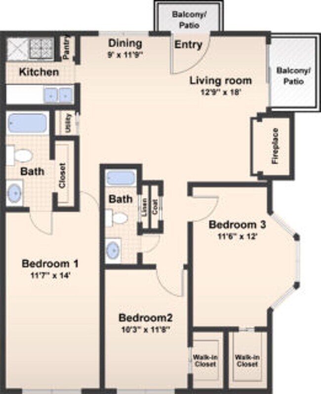 Floorplan - Whitehall Apartments