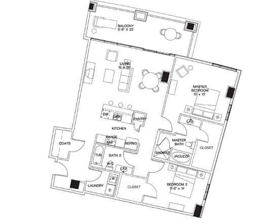 2BR/2BA - Royal Court Condos