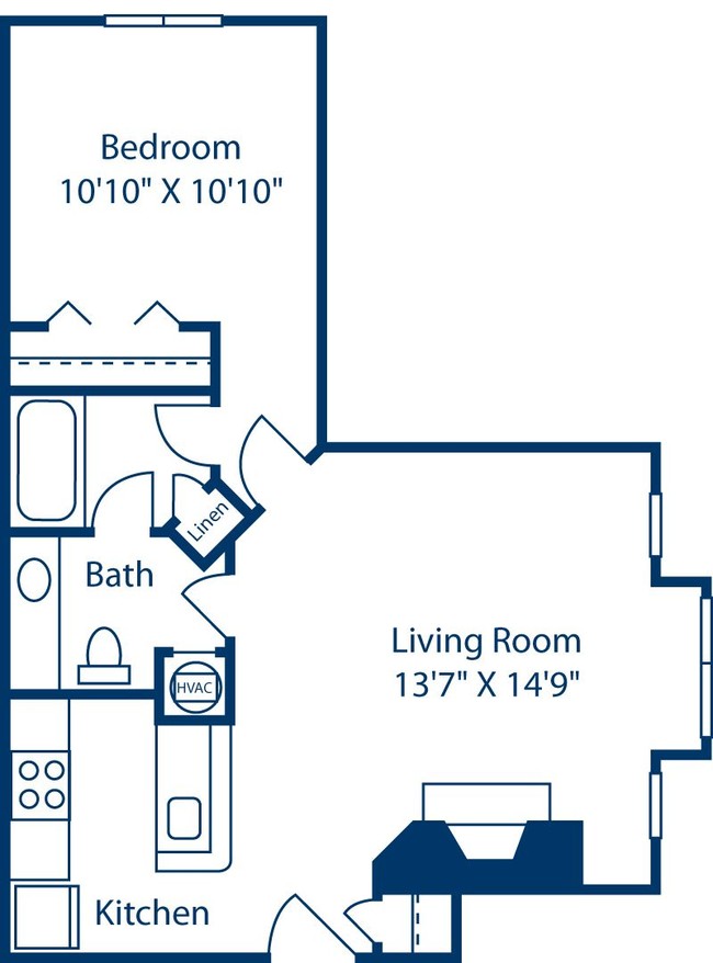 1 Bedroom / 1 Bath / 580 Sq.Ft. - Highland Oaks Apartments