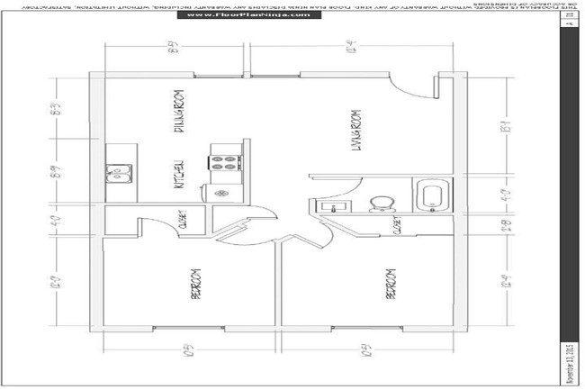 2/1 Floor Plan 810sf - Jefferson Manor