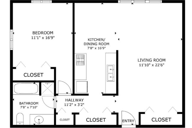 1BR/1BA - Large - Hyacinth Apartments