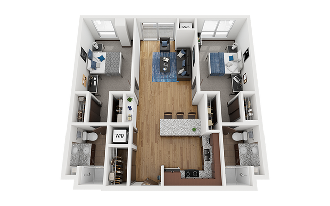 B6-2x2-Floor-Plan-The-Bridges-Dinkytown-Student-Apartments-Minneapolis-MN - The Bridges Dinkytown