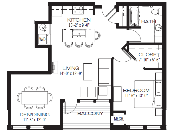 Floorplan - Apartments at the Yard: Brooks