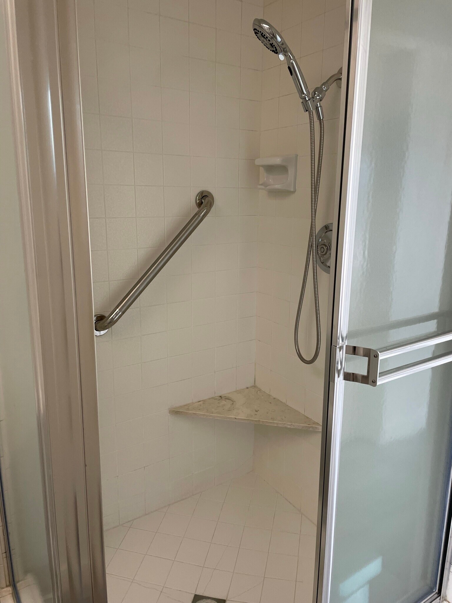 Master Bath Separate Shower with Seat and Grab Bar - 6052 Pat Ave
