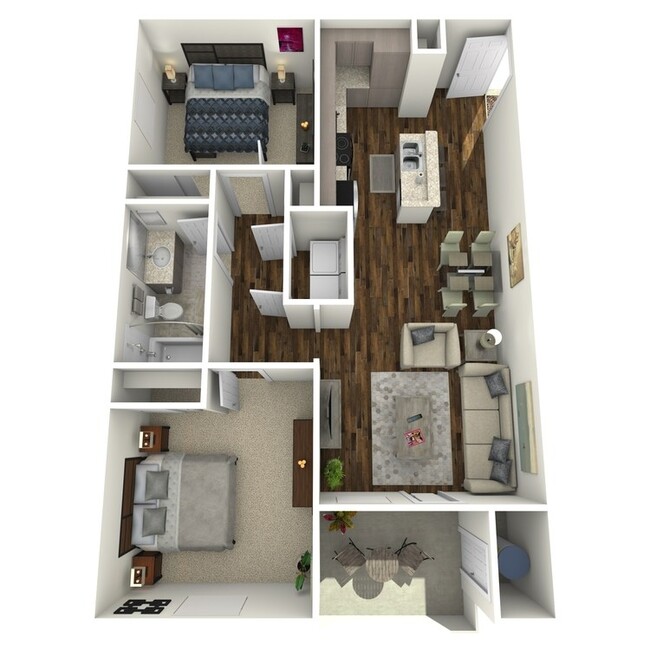 Two bedroom, one bath, 881 square foot apartment home - Overlook at Mesa Creek