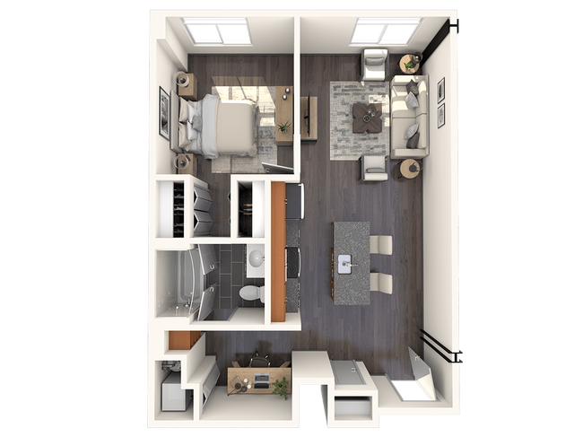 1-Bedroom 1-Bathroom | 668 sqft - The Sansom