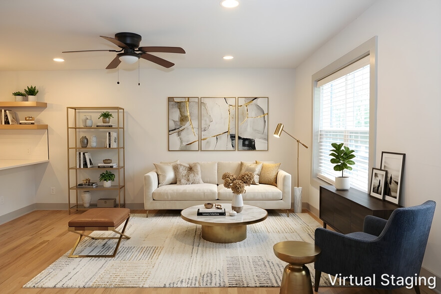 Well-lit living area with recessed lighting - 3170 Alston Townhomes.