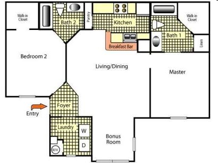 2BR/2BA - Cricket Club Apartments