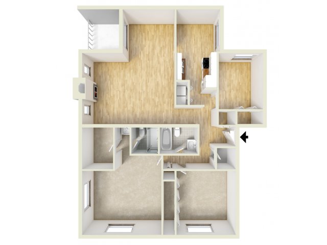 Two bedroom floor plan - Fox Run Apartments