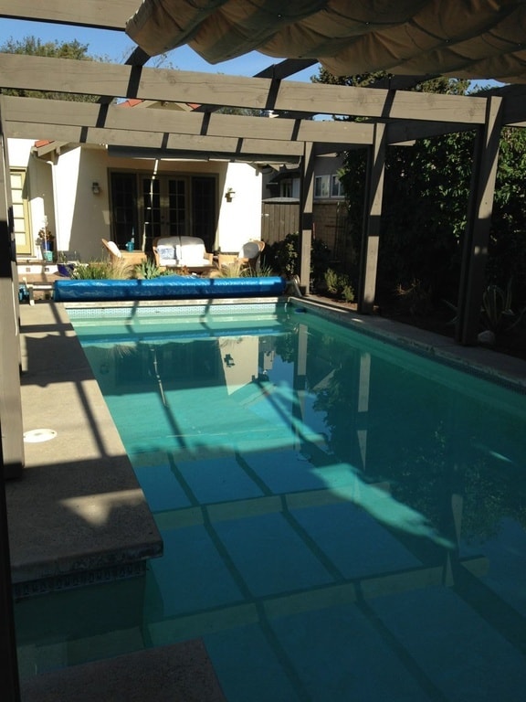 Large pool with architectural trellis. - 862 Allen Ave
