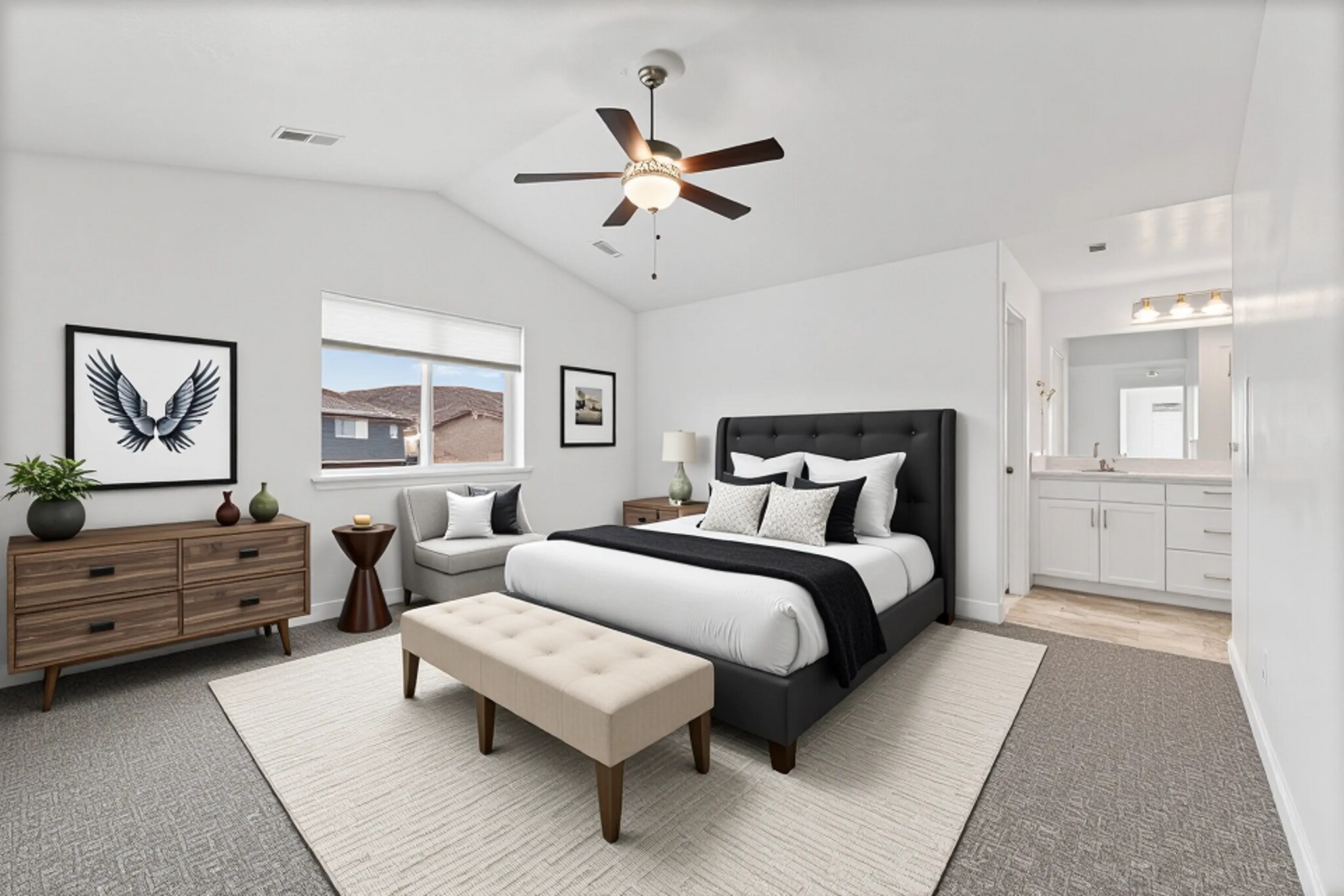 Staged Master bedroom - 4877 E Silver Ridge Rd