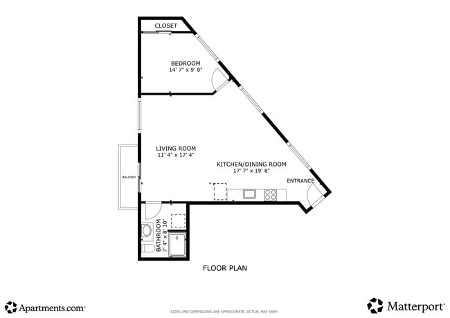 1BR, 1BA - 630SF - Bell Tower Place
