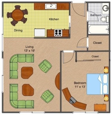 1BR/1BA - Terrace Garden