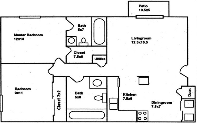 2BR/2BA - Holly Ridge Apartments