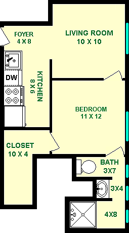 Edison One Bedroom Floorplan - Cavendish