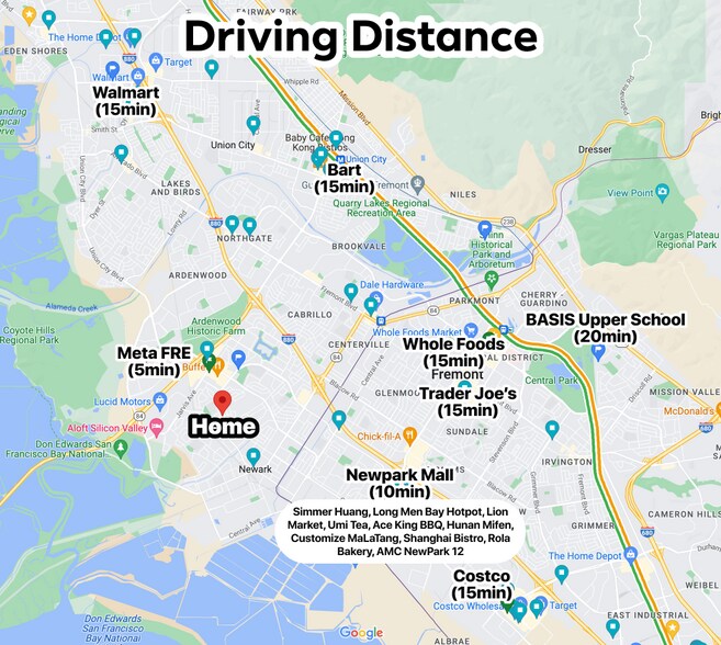 Map - Driving Distance - 6633 Rochelle Ave