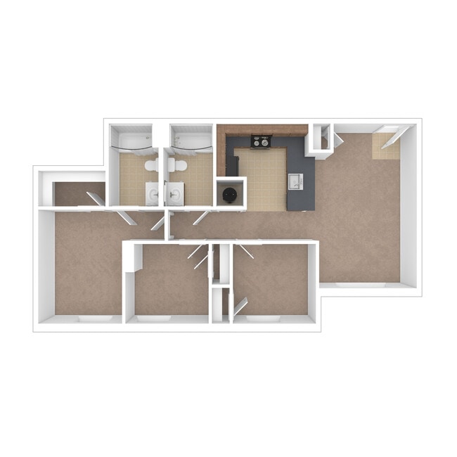 The Springs - 3 Bed, 2 Bath, 892 sq. ft. - The Springs Apartments