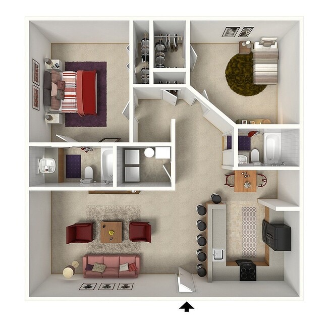 McKinney | 2 Bed 2 Bath | 1000 sq ft | Morgan Ridge Apartments in Winston-Salem - Morgan Ridge