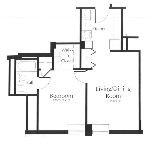 1 Bedroom Floor Plan - Chapel House Senior Apartments - Age 62+