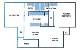 Two Bedroom/Two Bath 967sf - Pleasant Creek Apartments