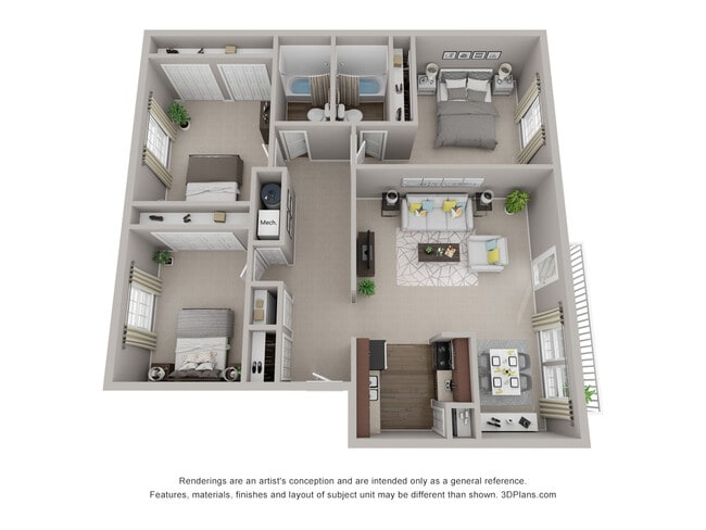 3 Bed 2 Bath Floor Plan - Kara West