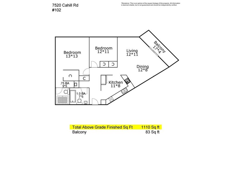 Floor plan for unit - 7520 Cahill Rd